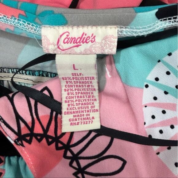 Candie's Vintage Floral Halter Dress Y2K Tropical Print Size Large - Picture 8 of 10